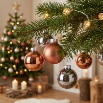 Artikel Glaskugeln Weihnachtsbaum Ø4cm Silber Apricot 24 Stück