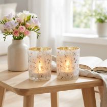 Artikel Windlicht Glas 12,5cm Schmetterlingsmotiv 2er-Set