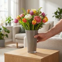 Artikel Vase „Fizzy“ aus Kunststoff Ø13,5cm H20,5cm Platingrau 1 Stück