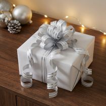 Artikel Kräuselband Polypropylen Geschenkband Weiß Silberstreifen 10mm x 250m