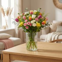 Artikel Vase Glas 19 cm Transparent mit Streifenstruktur Zylinderform