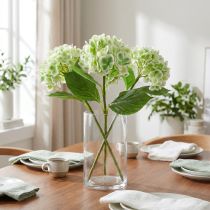 Artikel Künstliche Hortensie Grün-Weiß 68cm Seidenstoff Kunststoff