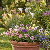 Artikel Gartenstecker Metall Blüten Gelb Rosa Weiß 49cm 3er-Set