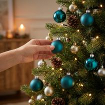 Artikel Weihnachtskugeln Glas 4cm Opalblau Matt und Glänzend 24 Stück