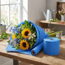 Artikel Blumenkrepp aus Krepppapier Blau 10cm x 250cm 128g/qm 2 Rollen
