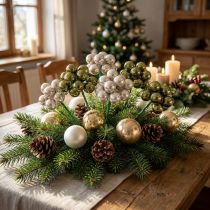Artikel Mini-Weihnachtskugeln aus Glas, Ø20mm, Olivgrün und Silbergrau, 140 Stück