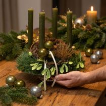 Artikel Christbaumkugeln aus Glas, glänzend, 5 cm, Oliv & Silbergrau, 24 Stück
