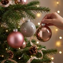 Artikel Weihnachtskugeln aus Glas Rosa und Grau Ø 7,5 cm 14 Stück