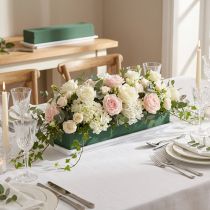 Artikel OASIS® Table Deco maxi 4 Stück, Steckschaum mit Kunststoffschale, 48 x 9 x 5 cm, grün/weiß