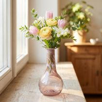 Artikel Mini Glasvase aus lila Glas mit Marmorierung, Ø7,5cm, H15cm
