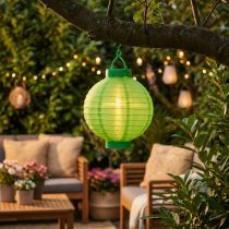 Artikel Lampion LED Solar 20 cm Grün aus Nylon für Garten und Balkon