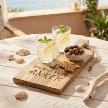 Artikel Holztablett mit Anker-Gravur, 37,5 cm, Naturfarben, Mangoholz