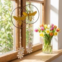 Artikel Bienen-Dekoring aus Metall und Holz Ø12cm 44cm 4 Stück für Fenster und Wand