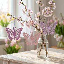 Artikel Deko-Schmetterlinge aus Holz, 12 cm, Lila/Pink/Rosa, 12er-Set