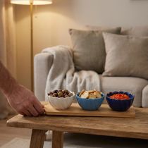 Artikel Tapas-Set aus Keramik und Bambus, 40×10 cm, Blau-Weiß