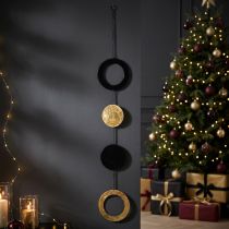 Artikel Wanddekoration aus Metall mit Ringen und Scheiben, Schwarz-Gold, 125 cm