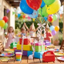 Artikel Kräuselband Polyester Dekoband Weiß Bunte Luftballons 10mm x 250m