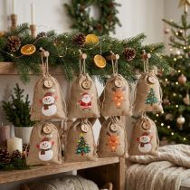 Artikel Weihnachtstaschen Jutebeutel 10×13cm Naturmotiv 8er-Set