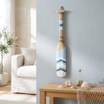 Artikel Deko-Paddel Holz 78 cm maritim naturfarben blau weiß