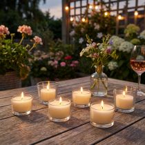 Artikel Teelichter Duftkerzen Citronella 25mm Weiß Outdoor 7h Brenndauer 18 Stück