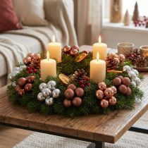 Artikel Mini Weihnachtskugeln aus Glas Silber Apricot am Draht Ø25mm 140 Stück