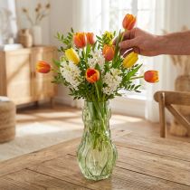 Artikel Glasvase mit Tulpenmuster in Grün 30 cm