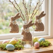 Artikel Filz-Osterhase Hängedekoration 14 cm Beige 8er-Set für Fensterschmuck