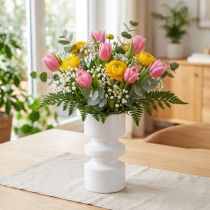 Artikel Metall Blumenvase Emaille Cremeweiß Ø9cm H17,5cm für Innenbereich