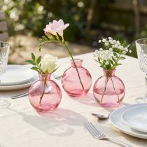 Artikel Glasvasen Rosa Bauchig Retro Ø7,5cm H9cm 6er Set