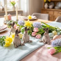 Artikel Keramik Osterhase Braun/Grau 7 cm – Deko Kaninchen 6 Stück