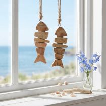 Artikel Holzfische Dekohänger aus Naturholz mit Jutekordel 16x2x5 cm 2er Set