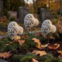 Artikel Herz Gedenkstecker Rose Steinguss 5,5 cm Grau 6 Stück