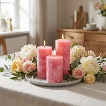 Artikel Rosa Stumpenkerzen aus durchgefärbtem Wachs 60x100mm im 4er-Set