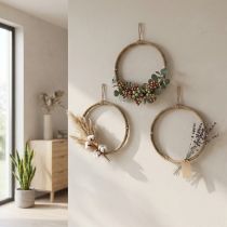 Artikel Dekoring Jute Ø30cm Natur Blau 3er-Set für Wand- und Türkränze
