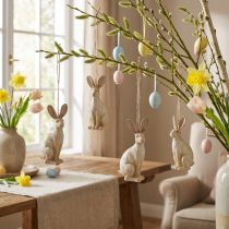 Artikel Osterhase aus Polyresin zum Aufhängen 9,5cm hellbraun 4 Stück