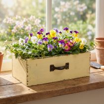 Artikel Holz-Pflanzschublade Rechteckig 25×13×8cm Gelb Shabby Chic