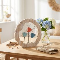 Artikel Tischdekoration Holzfische mit Möwen, Ø28cm, Blau und Rot
