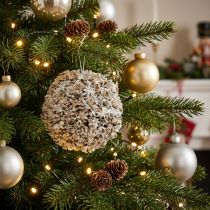 Artikel Christbaumkugel Weihnachtsdeko Weiß Ø12 cm aus Naturmaterialien mit Glitzer