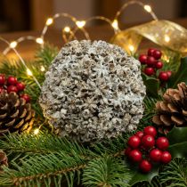Artikel Weihnachtskugel Schneeball Weiß mit Glitter Ø10cm
