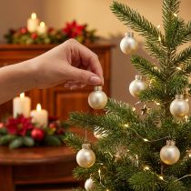 Artikel Mini-Christbaumkugeln aus Glas Ø 2,5 cm in Perlweiß, 22 Stück