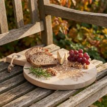 Artikel Deko Schneidebrett rund Mangoholz Ø26 cm Natur mit Blumenmotiv