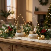 Artikel Tischdeko LED-Tanne aus Holz und Metall H21cm 2er-Set