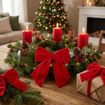 Artikel Schmuckschleifen Rot Stoff 28cm 3er-Set Weihnachten Innenbereich