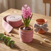 Artikel Wollfilz Dekoband Zweifarbig 7,5 cm x 5 m Altrosa/Grau für Floristik und Bastelarbeiten