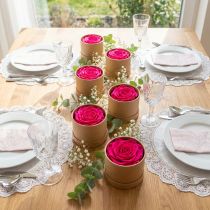 Artikel Konservierte Rosen Rosa 4-5 cm Durchmesser 6er Set Tischdekoration