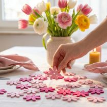 Artikel Dekoblumen aus Holz, 4 cm, Rosa, Pink, Lila, 72 Stück
