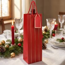 Artikel Geschenktasche Flaschentasche Papier Rot Gold 9×12×36 cm mit Tragegriffen