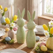 Artikel Keramik Hasenfiguren Set 22 cm Pastellgrün, Frühlingsdekoration