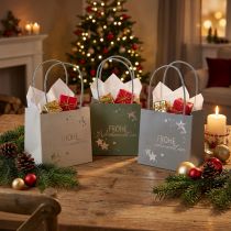 Artikel Geschenktüte Papier quadratisch 12 cm 6 Stück Weihnachtsspruch Sterne