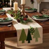 Artikel Tischläufer Weihnachten Tannenbäume Beige Grün 140x41,5cm